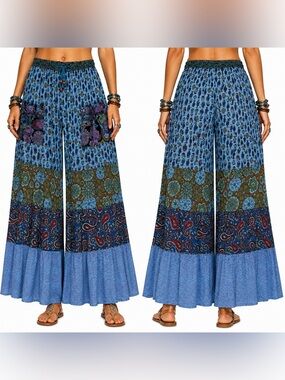 Hippie Forever Handmade Patchwork Palazzo Pants Womens SZ OS Enchanted Fairycore